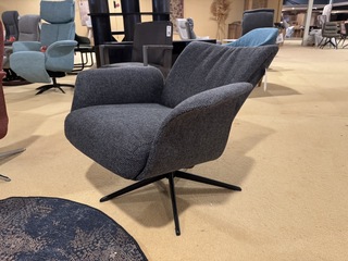 Relaxfauteuil, antraciet stof, manueel verstelbaar, zwarte poot